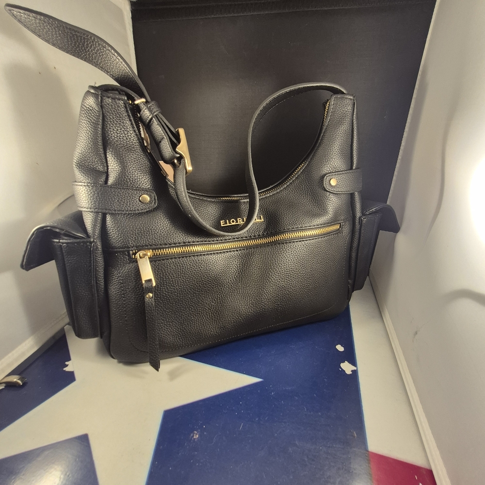 Tignanello Black Pebbled Leather Shoulder Bag